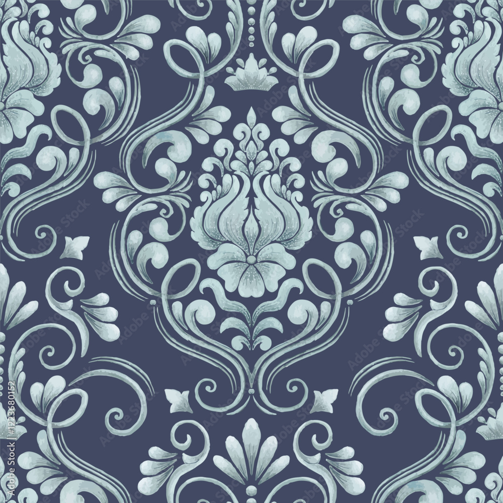 Damask seamless pattern element. Vector classical luxury old fashioned damask ornament, royal victorian seamless texture for wallpapers, textile, wrapping. Vintage exquisite floral baroque template. Damask seamless pattern element. Vector classical luxury old fashioned damask ornament, royal victorian seamless texture for wallpapers, textile, wrapping. Vintage exquisite floral baroque template.