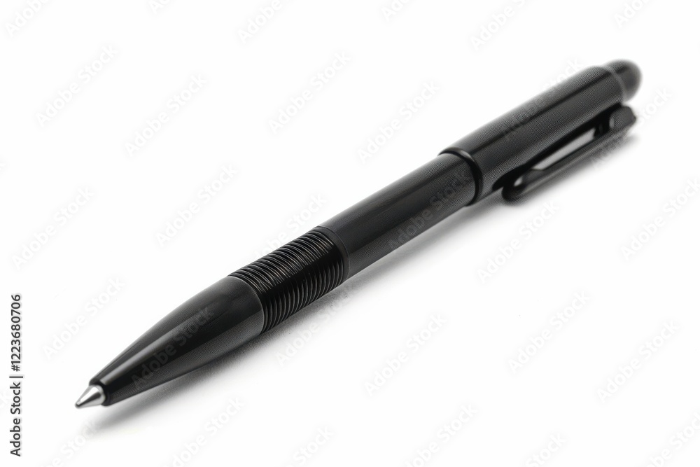 A sleek black pen resting on a smooth surface, ready to create notes and art under warm afternoon light in a cozy workspace isolated on transparent background A sleek black pen resting on a smooth surface, ready to create notes and art under warm afternoon light in a cozy workspace isolated on transparent background