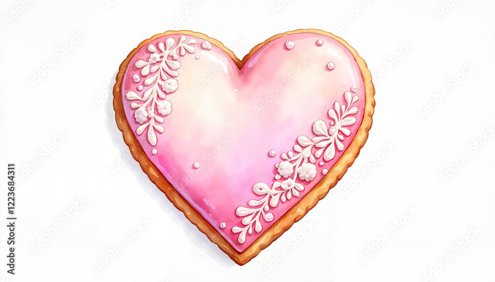 Delicate heart-shaped cookie with pastel glaze, sweet decoration Delicate heart-shaped cookie with pastel glaze, sweet decoration