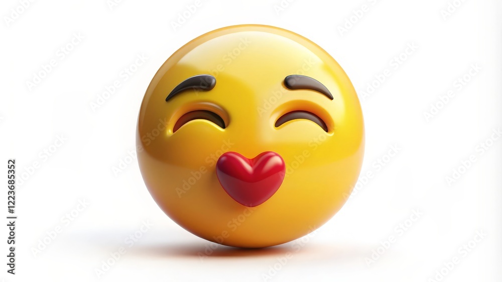 Fototapeta premium 3D Render of a Smiling Emoji with Heart