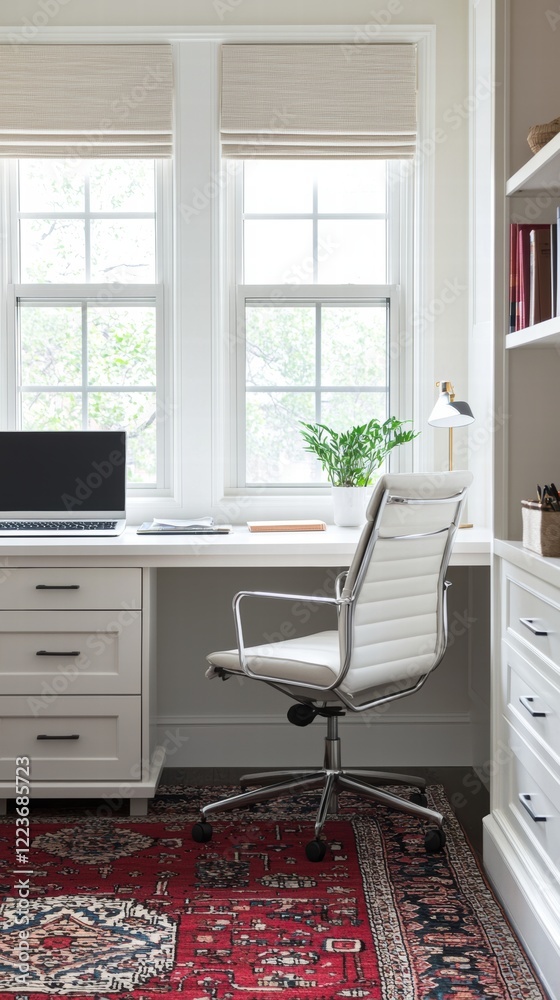 Fototapeta premium Bright and stylish home office with modern ergonomic design