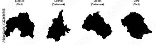 Landeck, Leibnitz, Leoben, Lienz outline maps