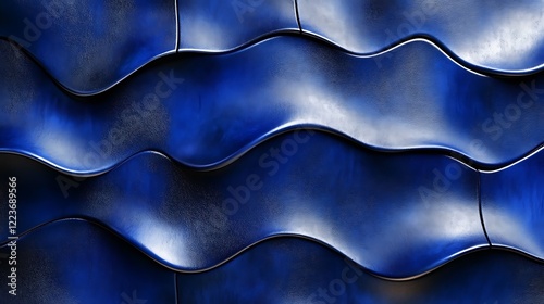 Wallpaper Mural Shimmering textured waves in gradient blues and silvers. Torontodigital.ca