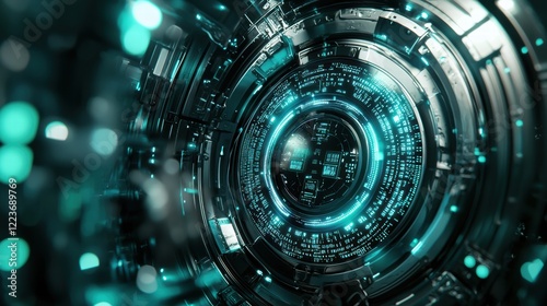 Futuristic vault reveals glowing data treasures in vibrant colors