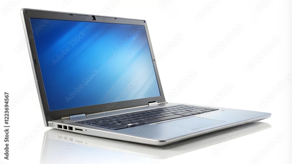 Silver Laptop Computer on White Background Silver Laptop Computer on White Background