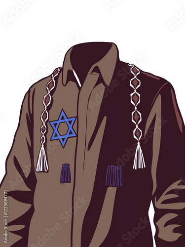 Vector drawing. Jewish clothing tzitzit photo