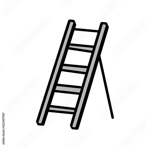 Vector step ladder icon in minimalist style on white background
