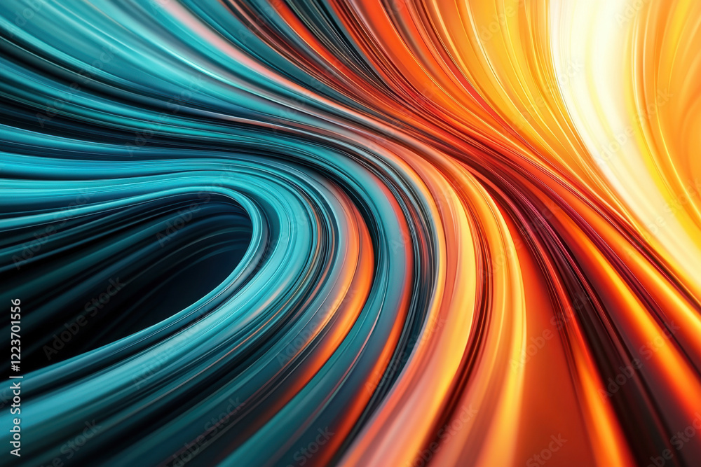 Fototapeta premium A flowing ribbon of vibrant colors twisting through space in an abstract motion effect.