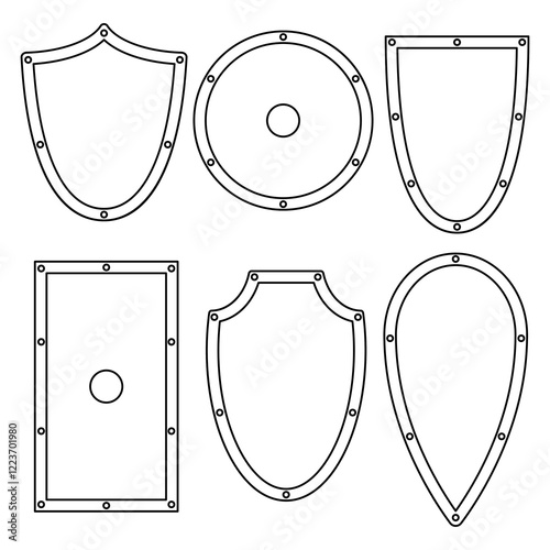 Shield set contour illustration