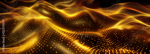 Big neon abstract gold wave background