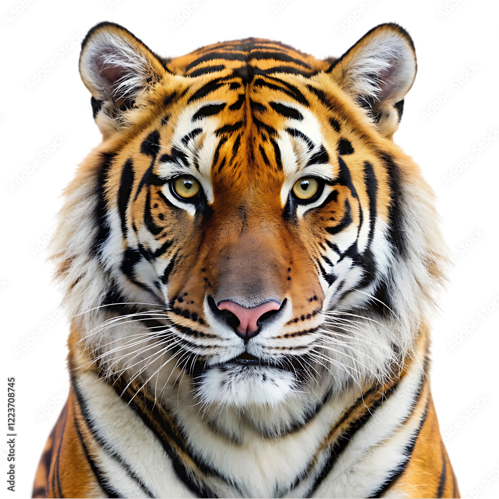 Naklejka premium Majestic Bengal Tiger Portrait Powerful Wildcat Image Big Fur Eyes Face Apex 