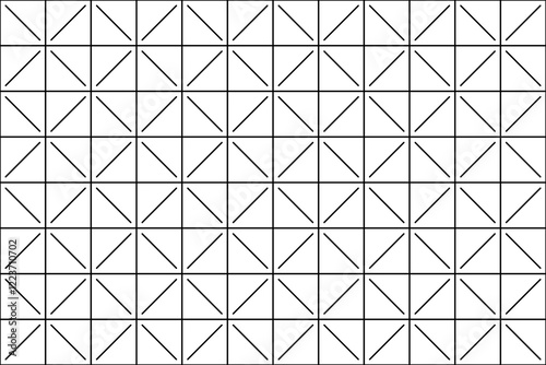 Geometric black, white seamless pattern with ornament in form of thin horizontal, vertical intersecting straight lines and diagonally at an angle of 45 degrees. Vector illustration for background.
