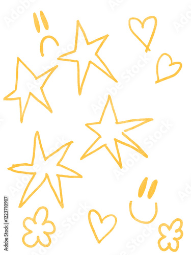 Doodles smile star golden shiny scrapbook 