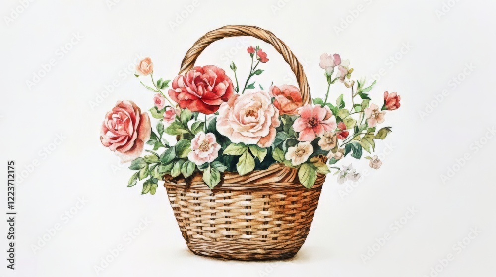 Fototapeta premium Delicate Floral Arrangement in a Basket