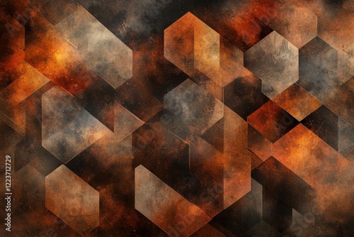 Abstract Earthtoned background image with hexagonal geometric pattern focus