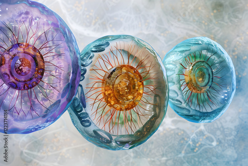 Intricate Visualization of Mitosis: Journey Through the Cell Division Phases photo