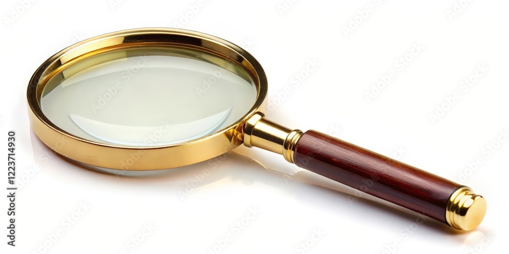 Gold-rimmed Magnifying Glass with Wooden Handle Gold-rimmed Magnifying Glass with Wooden Handle