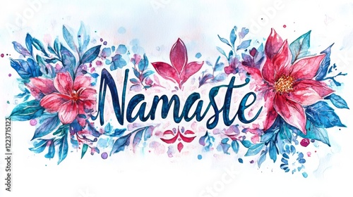 Namaste Floral Watercolor Greeting Card Design
