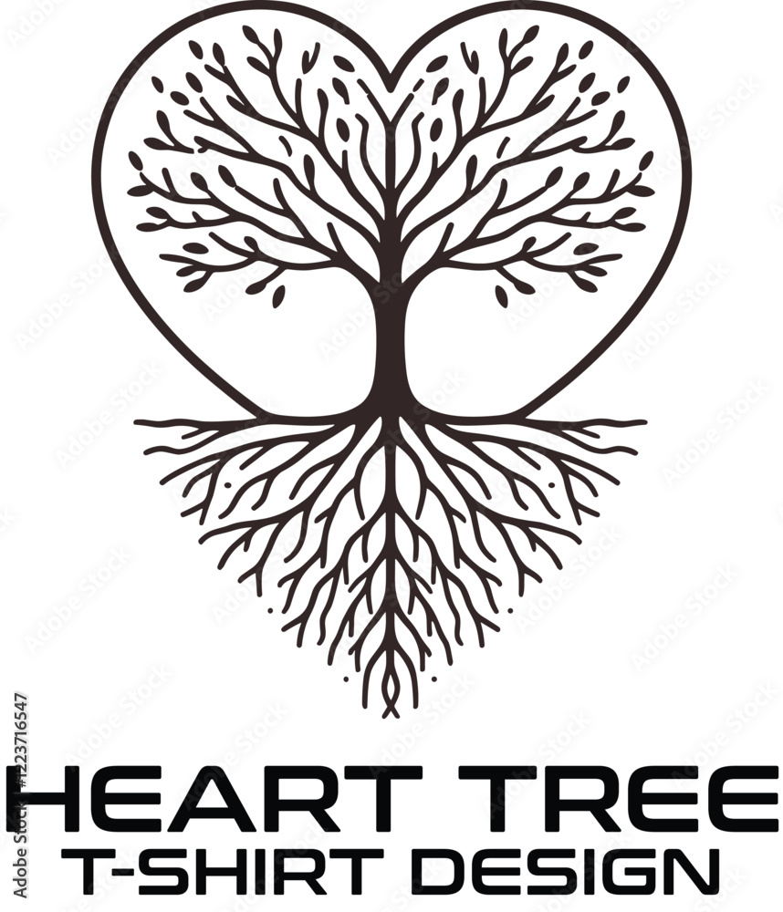 Obraz premium Heart Tree Vector Logo Design