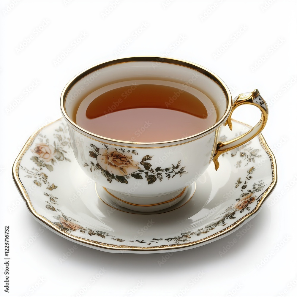 Exquisite porcelain tea cup with fragrant tea on elegant saucer, perfect for afternoon relaxation in a cozy setting. Generative AI Exquisite porcelain tea cup with fragrant tea on elegant saucer, perfect for afternoon relaxation in a cozy setting. Generative AI