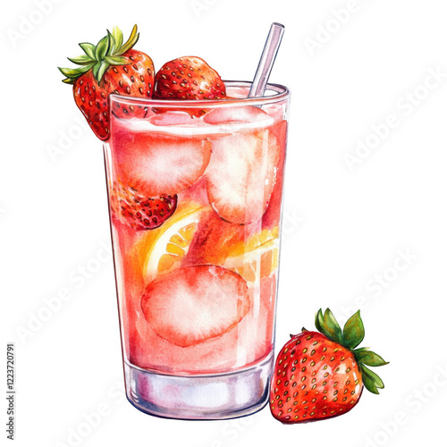 Refreshing strawberry lemonade drink, summer beverage