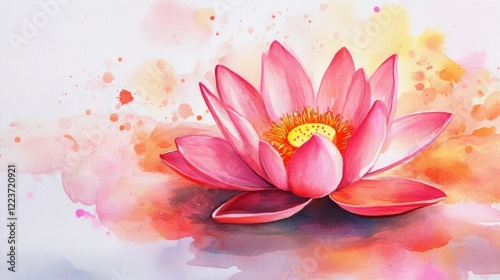 Delicate Pink Lotus Watercolor Painting