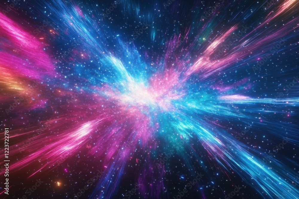 Naklejka premium Vibrant image abstract space background with neon colors