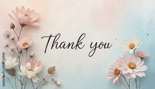 Delicate Pastel Flowers and Thank You Note: A Serene Floral Design