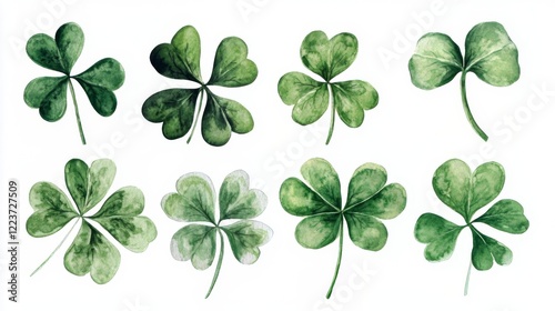 Watercolor Four Leaf Clovers - Beautiful Floral Design photo