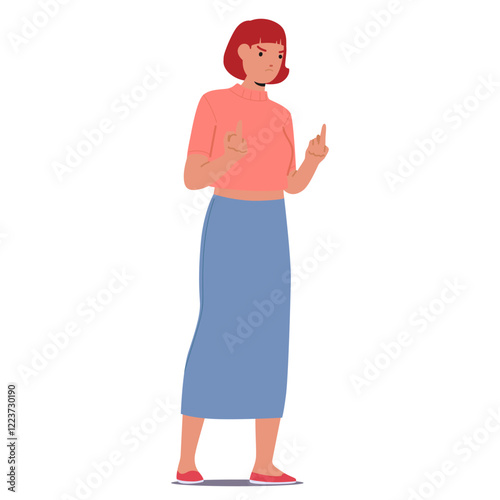Furious irritated woman cartoon character feeling angry showing middle finger obscene gesture