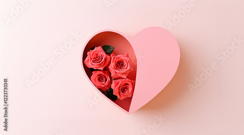 Romantic heart with roses – a minimalist love composition. Fitting visual for marketing materials, e-commerce banners, or seasonal themes.