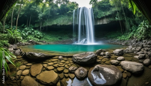 Turquoise Pool and Tropical Waterfall photo