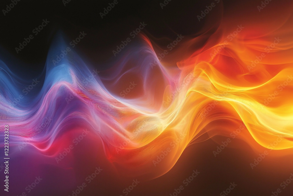 Obraz premium Abstract waves of vibrant colors swirling together in a dynamic flow against a dark background