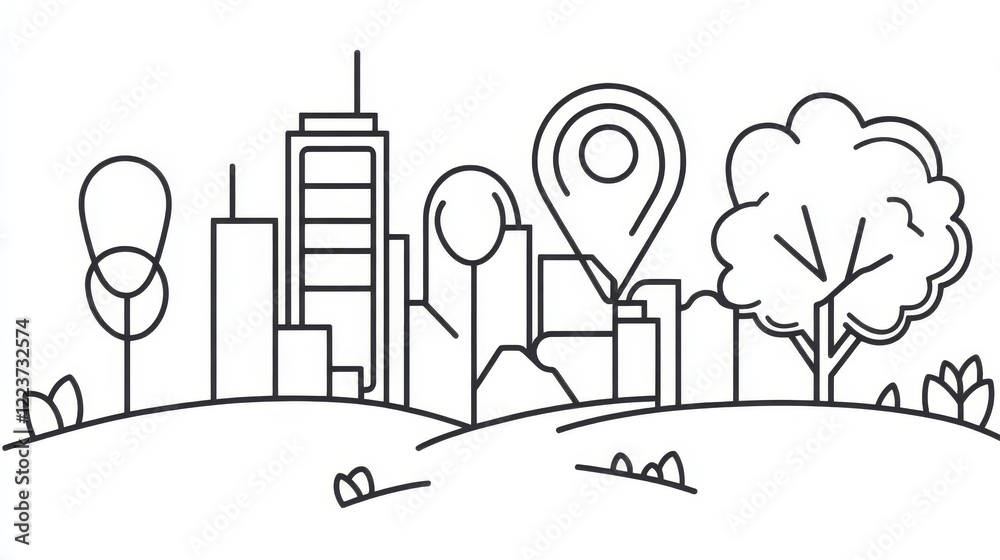 Obraz premium Vector line icon for location services