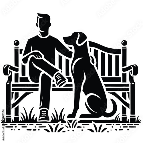 Dog and Owner on Bench