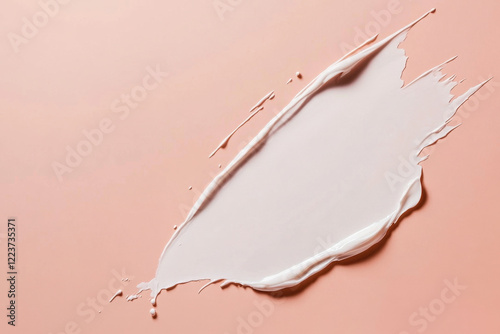 White skincare cosmetic cream lotion swatch smear smudge on pastel background. Beauty, cosmetic, makeup