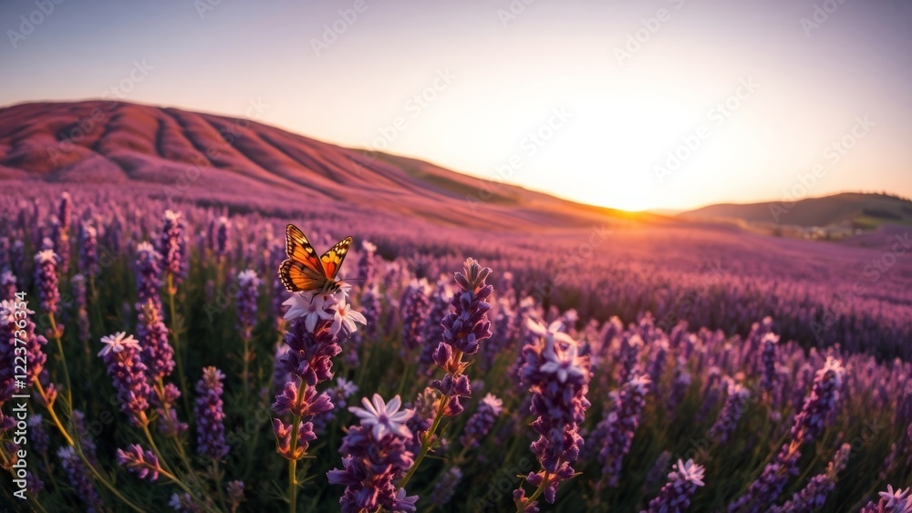 Fototapeta premium Endless Lavender Under Warm Evening Light