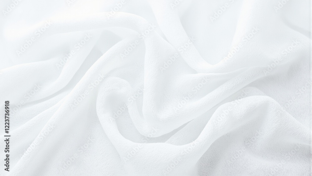 Obraz premium Elegant white organza fabric with soft pleats transparent texture and reflective surface