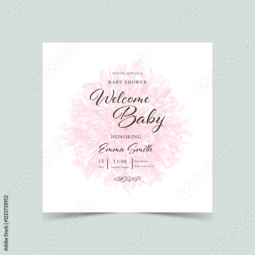 It`s a girl, baby shower announcement banner in rustic style, card - Gender reveal party - Vector illustration. Greenery Watercolor Floral template card design.	