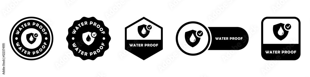 Water Proof Icons for product information labels. Vector signs for packaging. Water Proof Icons for product information labels. Vector signs for packaging.