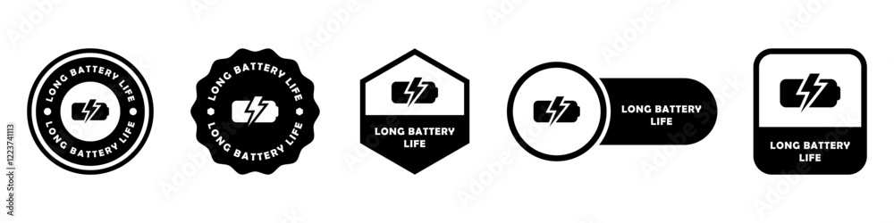 Long Battery Life - vector stickers for electric device. Long Battery Life - vector stickers for electric device.