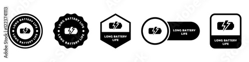 Long Battery Life - vector stickers for electric device.
