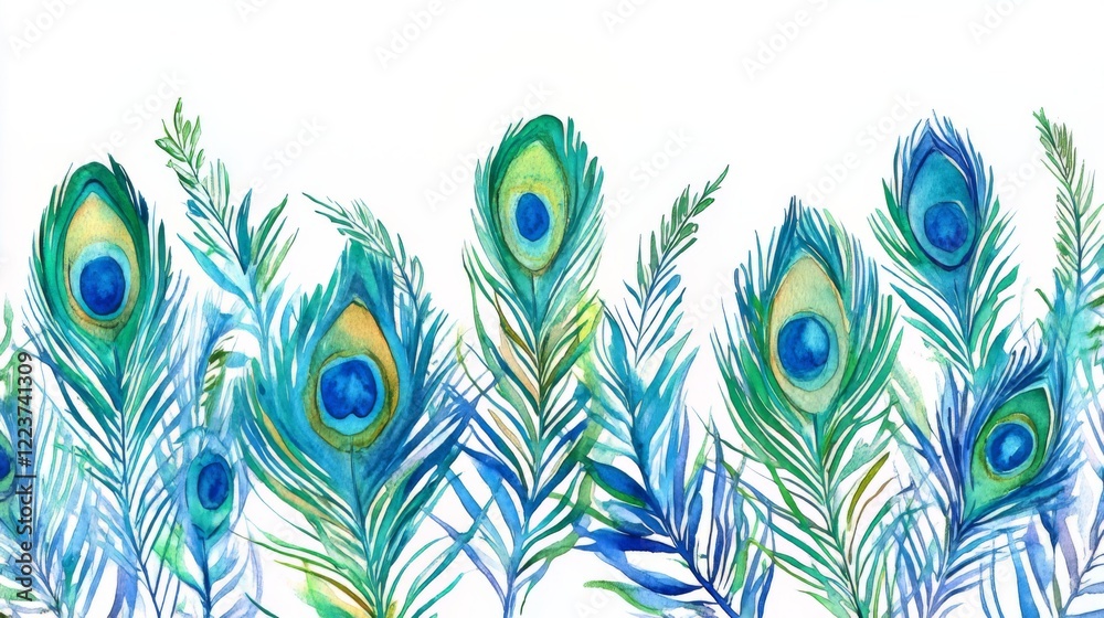 Obraz premium Stunning Watercolor Peacock Feather Design