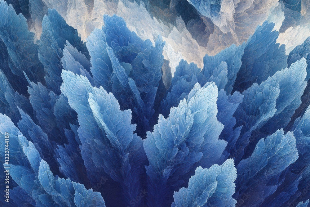 Naklejka premium Abstract metallic blue crystalline structure background art