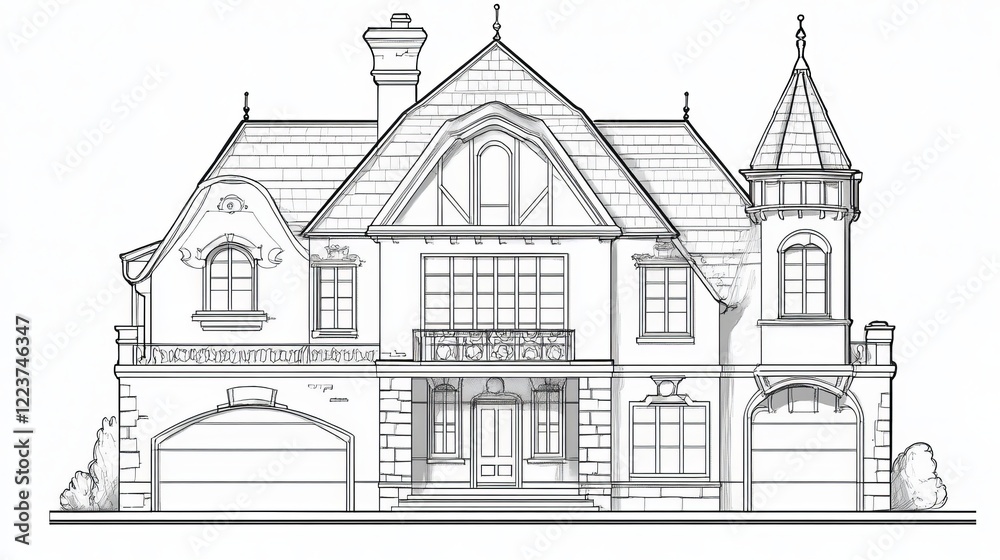 Obraz premium Light Street Building Line Icon