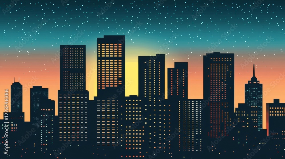 Naklejka premium Light Street Building Line Icon