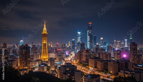 Wallpaper Mural Night Lights of Changsha: A Panoramic View of City Skyline Torontodigital.ca