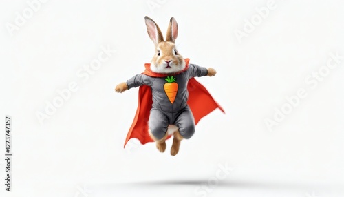 Superhero Rabbit in Flight Awesome Easter Bunny Image photo