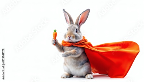 Superhero Rabbit with Carrot Easter Bunny Image photo