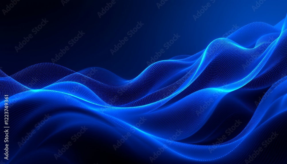 Obraz premium Abstract Blue Wave Particle Background Image